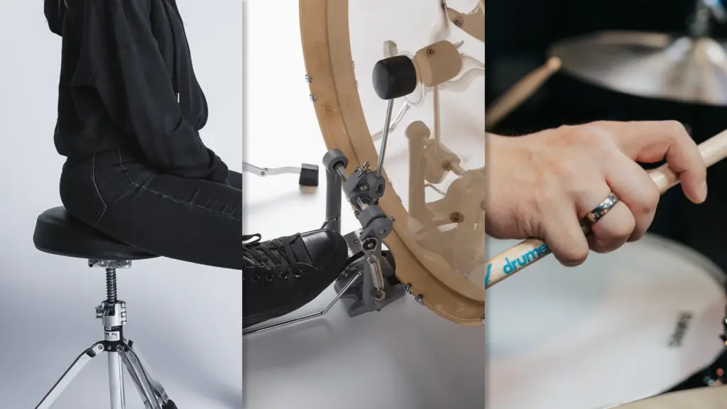 Correct posture for beginner drummers.