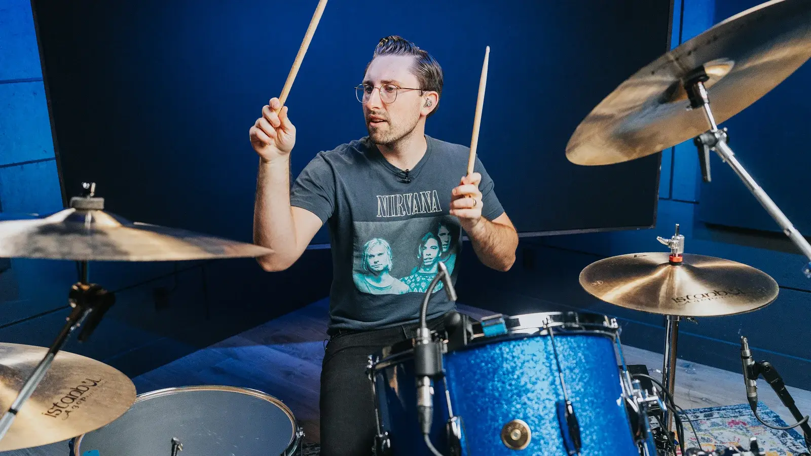 Brandon (Drumeo on Musora) is playing the drums.