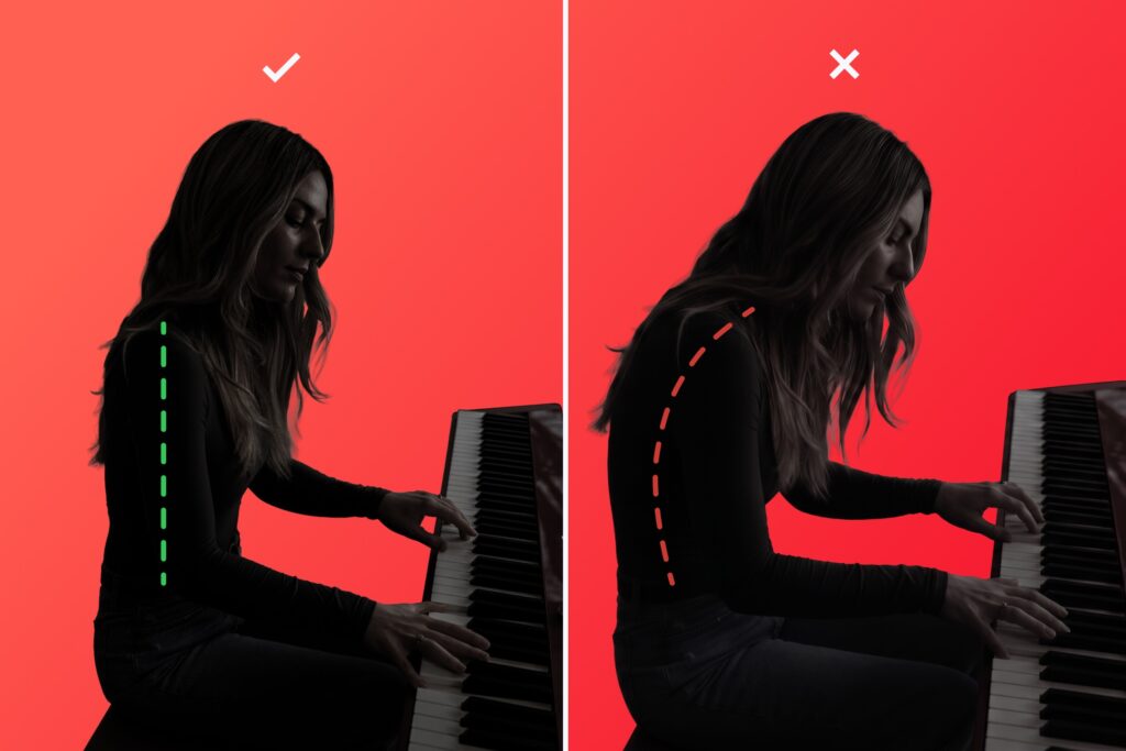 Correct posture while playing the piano